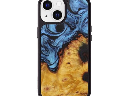 iPhone 13 Wood+Resin Phone Case - Marriet (Dark Blue, 596159) For Sale