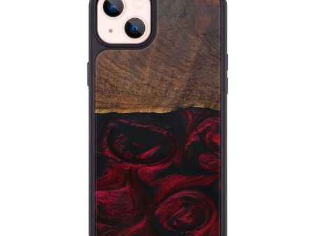 iPhone 14 Plus Wood+Resin Phone Case - Roscoe (Dark Red, 595605) Online