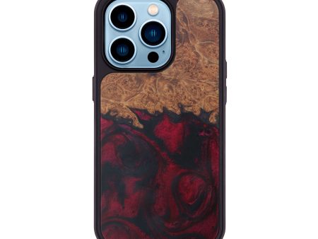 iPhone 14 Pro Wood+Resin Phone Case - Stormy (Dark Red, 595646) Online