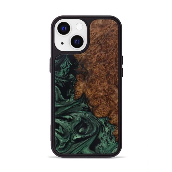 iPhone 13 Wood+Resin Phone Case - Chick (Dark Green, 591907) Fashion