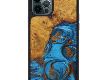 iPhone 12 Pro Max Wood+Resin Phone Case - Hezzie (Teal & Gold, 593794) Cheap