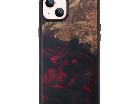 iPhone 14 Plus Wood+Resin Phone Case - Brandea (Dark Red, 595665) For Cheap