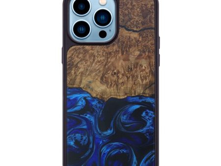 iPhone 14 Pro Max Wood+Resin Phone Case - Ryann (Dark Blue, 596169) Online now