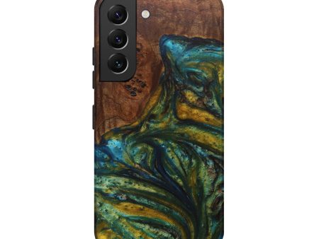 Galaxy S22 Wood+Resin Live Edge Phone Case - Yarlanda (Teal & Gold, 594792) Supply