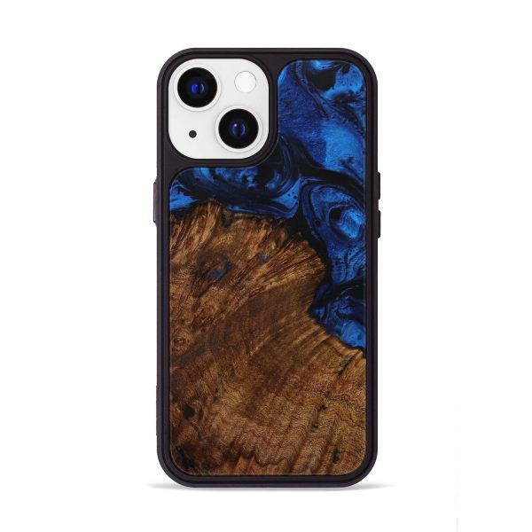 iPhone 13 Wood+Resin Phone Case - Gee (Dark Blue, 595954) Online Hot Sale