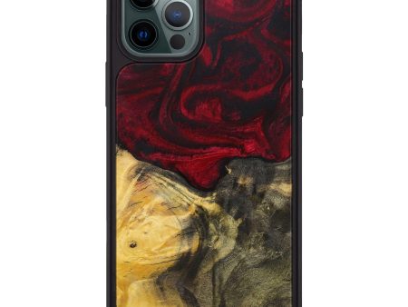 iPhone 12 Pro Max Wood+Resin Phone Case - Lazlo (Dark Red, 595610) Supply