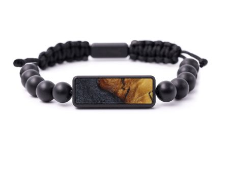 Bead Wood+Resin Bracelet - Gyo (Pure Black, 595691) For Cheap