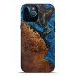 iPhone 12 Pro Max Wood+Resin Live Edge Phone Case - Blinnie (Teal & Gold, 594823) For Cheap