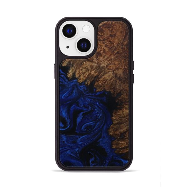 iPhone 13 Wood+Resin Phone Case - Evita (Dark Blue, 595960) Hot on Sale