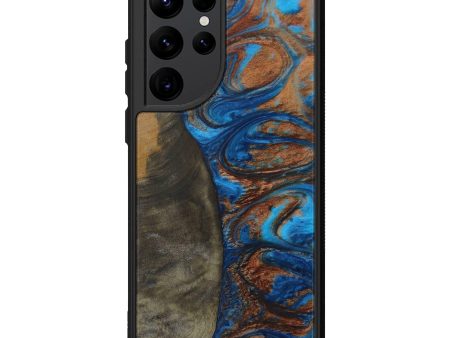 Galaxy S22 Ultra Wood+Resin Phone Case - Karolyn (Teal & Gold, 593799) For Discount