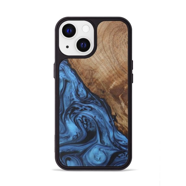 iPhone 13 Wood+Resin Phone Case - Harrietta (Dark Blue, 596160) Online