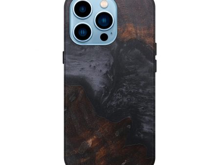 iPhone 14 Pro Wood+Resin Live Edge Phone Case - Anthiathia (Pure Black, 595473) Fashion