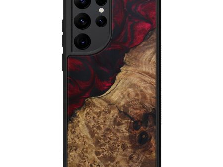 Galaxy S22 Ultra Wood+Resin Phone Case - Candyce (Dark Red, 595624) Hot on Sale