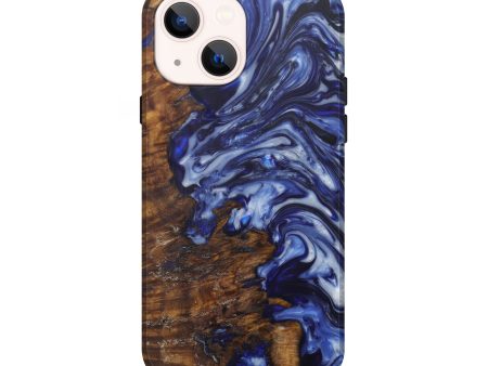 iPhone 13 Wood+Resin Live Edge Phone Case - Katti (Dark Blue, 594807) on Sale