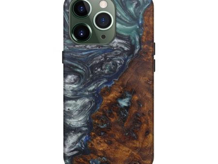 iPhone 13 Pro Wood+Resin Live Edge Phone Case - Kari (Light Blue, 594805) For Discount