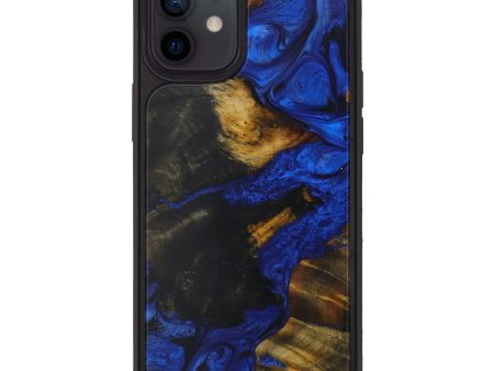 iPhone 12 Wood+Resin Phone Case - Sibella (Dark Blue, 595994) on Sale