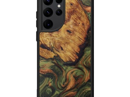 Galaxy S22 Ultra Wood+Resin Phone Case - Lil (Dark Green, 593523) Hot on Sale