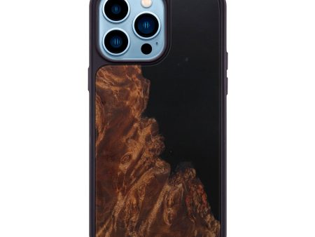 iPhone 14 Pro Max Wood+Resin Phone Case - Gaynell (Pure Black, 595737) Online now