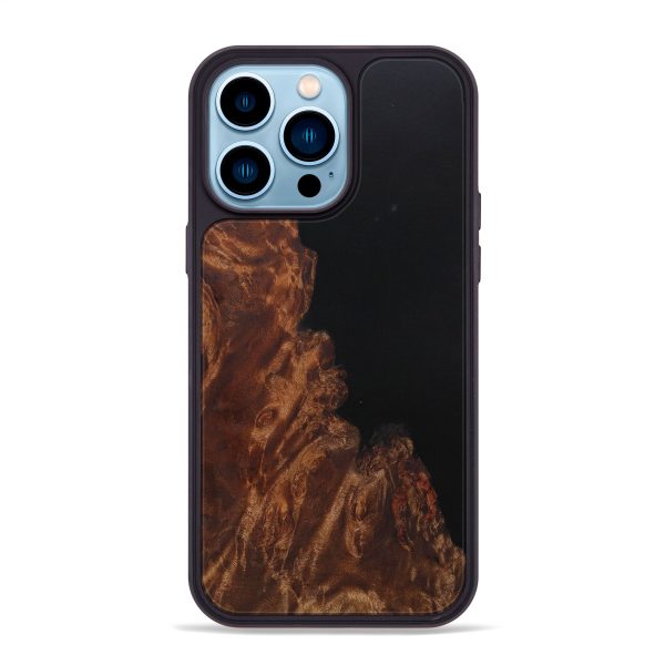 iPhone 14 Pro Max Wood+Resin Phone Case - Gaynell (Pure Black, 595737) Online now