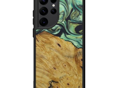 Galaxy S22 Ultra Wood+Resin Phone Case - Adline (Dark Green, 587248) Cheap