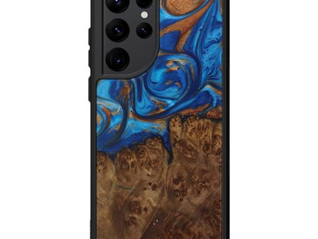 Galaxy S22 Ultra Wood+Resin Phone Case - Herlinda (Teal & Gold, 590845) For Discount