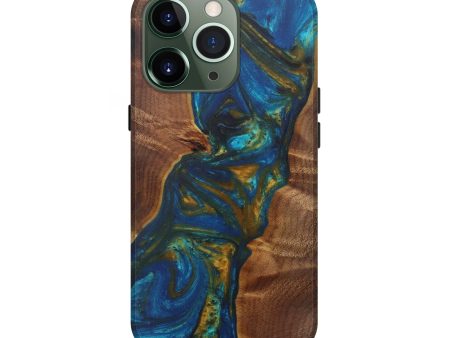 iPhone 13 Pro Wood+Resin Live Edge Phone Case - Wojciech (Teal & Gold, 592361) Online