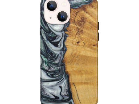 iPhone 14 Wood+Resin Live Edge Phone Case - Aeriela (Dark Green, 594200) on Sale