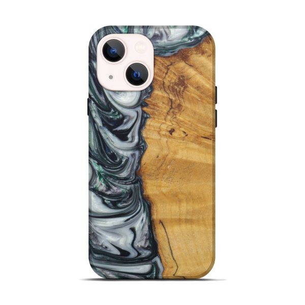 iPhone 14 Wood+Resin Live Edge Phone Case - Aeriela (Dark Green, 594200) on Sale