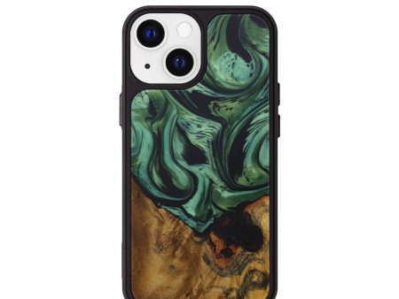 iPhone 13 mini Wood+Resin Phone Case - Lipo (Dark Green, 587278) Online Sale