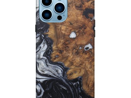 iPhone 14 Pro Max Wood+Resin Live Edge Phone Case - Arjun (Black & White, 588650) Online