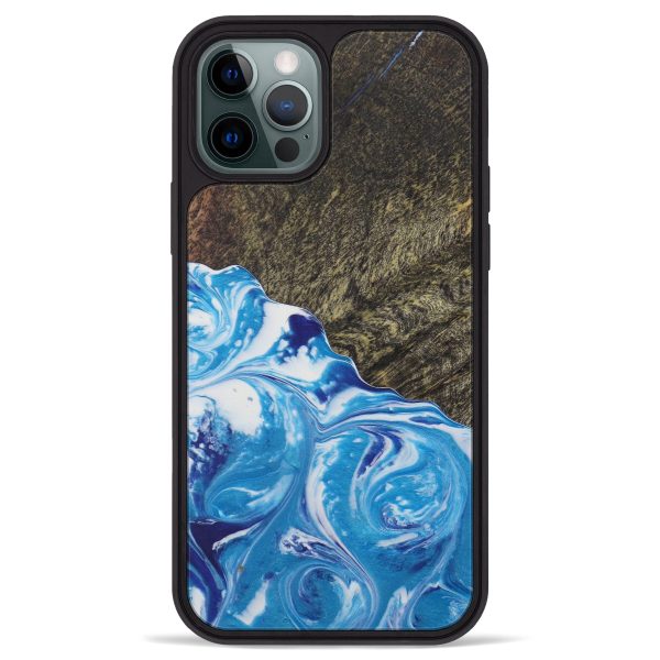 iPhone 12 Pro Max Wood+Resin Phone Case - L;urette (Light Blue, 591626) Online Hot Sale