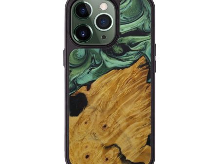 iPhone 13 Pro Wood+Resin Phone Case - Wilf (Dark Green, 587279) Online Hot Sale