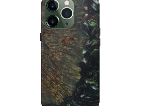 iPhone 13 Pro Wood+Resin Live Edge Phone Case - Ozlem (Dark Green, 594197) For Discount