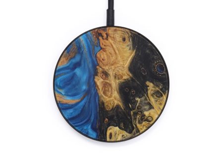 Circle Wood+Resin Wireless Charger - Susan (Teal & Gold, 590494) Cheap