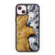 iPhone 14 Plus Wood+Resin Phone Case - Cecily (Black & White, 594030) For Cheap