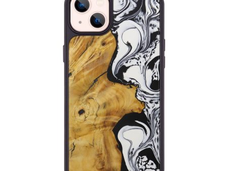 iPhone 14 Plus Wood+Resin Phone Case - Cecily (Black & White, 594030) For Cheap