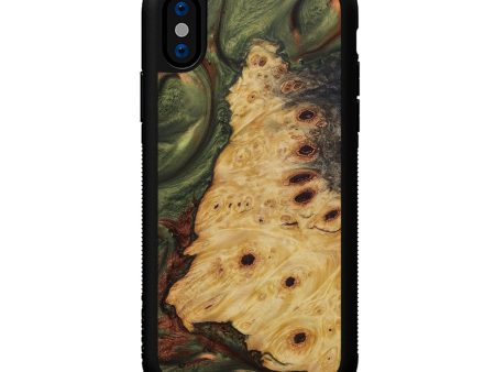 iPhone Xs Wood+Resin Phone Case - Isham (Dark Green, 589962) Fashion