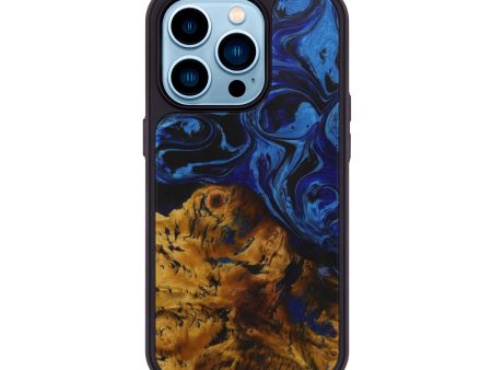 iPhone 14 Pro Wood+Resin Phone Case - Wrennie (Dark Blue, 588312) Online now