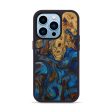 iPhone 14 Pro Wood+Resin Phone Case - Susa (Teal & Gold, 587466) Supply