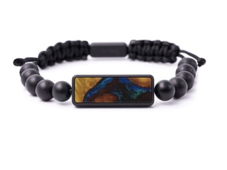 Bead Wood+Resin Bracelet - Tanya (Teal & Gold, 590749) Supply