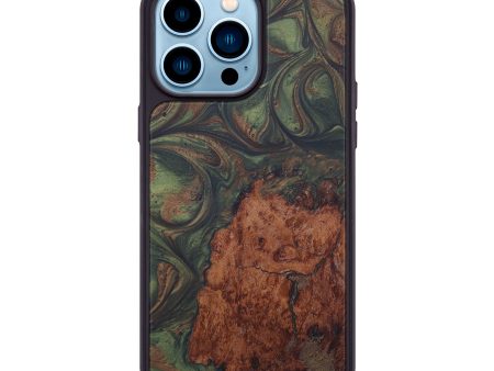 iPhone 14 Pro Max Wood+Resin Phone Case - Tran (Dark Green, 588608) Online