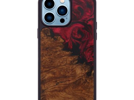 iPhone 14 Pro Max Wood+Resin Phone Case - Tiina (Dark Red, 587399) Discount