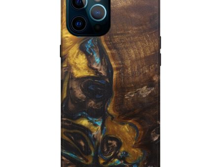 iPhone 12 Pro Max Wood+Resin Live Edge Phone Case - Kerrill (Teal & Gold, 594895) For Discount