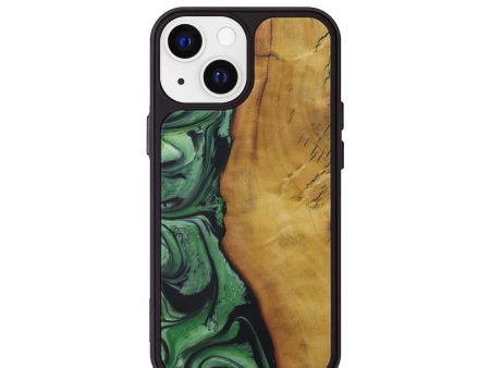 iPhone 13 mini Wood+Resin Phone Case - Christie (Dark Green, 590929) Cheap