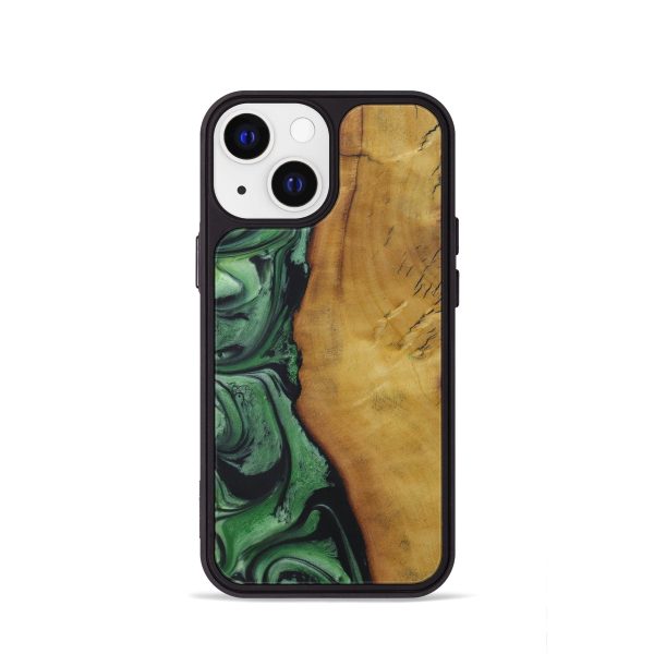 iPhone 13 mini Wood+Resin Phone Case - Christie (Dark Green, 590929) Cheap