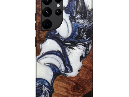 Galaxy S22 Ultra Wood+Resin Live Edge Phone Case - Christabel (Black & White, 593765) Cheap