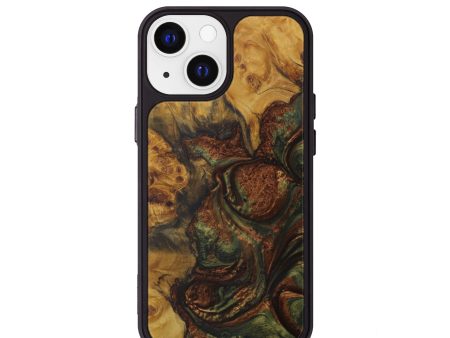 iPhone 13 mini Wood+Resin Phone Case - Myrah (Dark Green, 589038) For Cheap