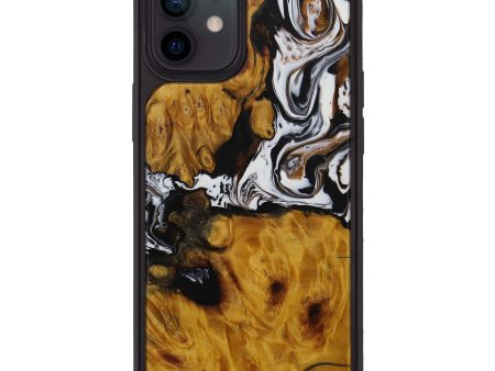 iPhone 12 Wood+Resin Phone Case - Tyke (Black & White, 592676) For Discount