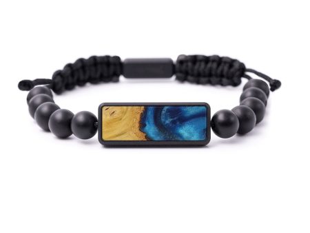 Bead Wood+Resin Bracelet - Ayden (Teal & Gold, 588488) Supply