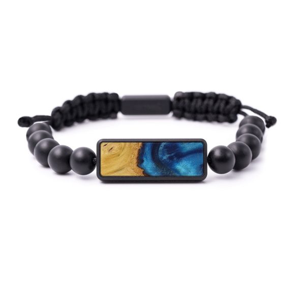 Bead Wood+Resin Bracelet - Ayden (Teal & Gold, 588488) Supply